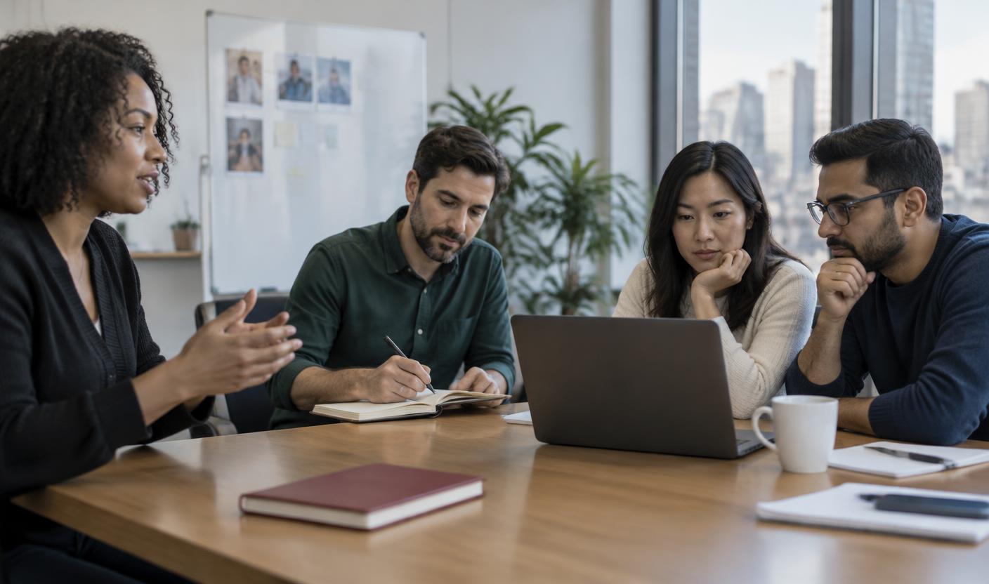 A sales enablement team evaluating an AI platform during a working session