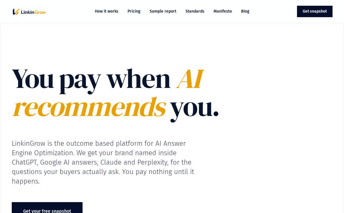 LinkinGrow homepage screenshot